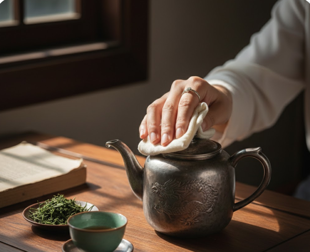 bảo quản nâng niu ấm bạc tại nhà